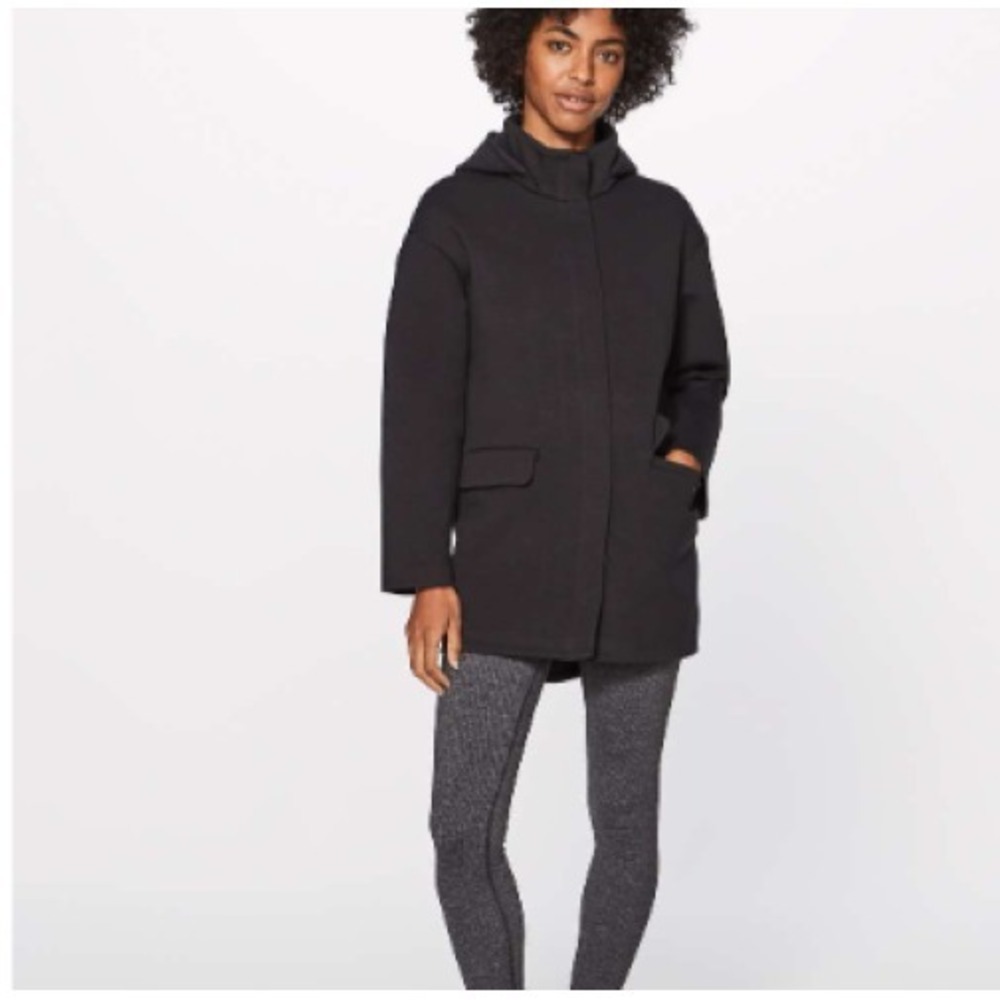 Lululemon New Form Hooded Coat Sz 6 Longline Black Stretch Breathable Jacket